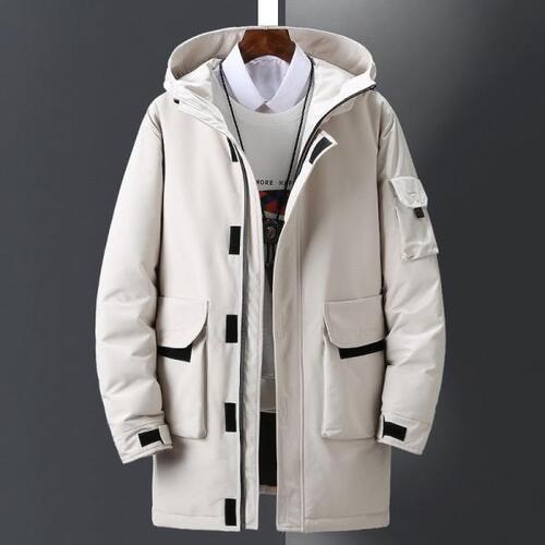 남성롱 다운 재킷, 따뜻한 두꺼운 후드 코트, 아웃도어 하이킹 스키 아웃웨어, 바람막이 화이트 덕 파카,, 2022