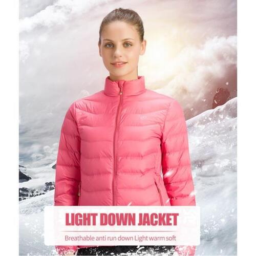 고품질 여자 다운 재킷아웃도어 스포츠 캐밍 하이킹 경량 따뜻한 스탠드 칼라 화이트 오리 코트