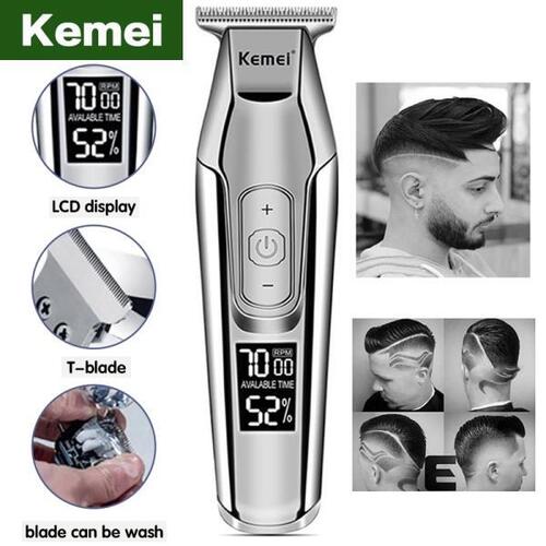 Kemei 전문 전기 머리 가위 트리머 남자 LCD 액정 헤어 커팅 머신 클리퍼 면도기 수염 트리머 기계