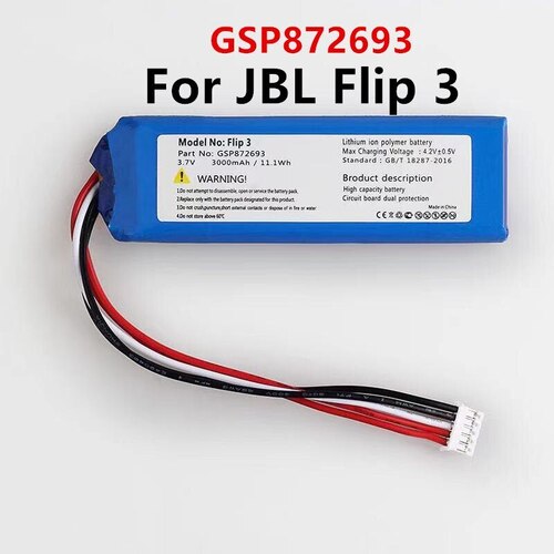 기존 GSP872693 P763098 03 JBL FLIP 3 FLIP3 회색 배터리 용 3000MAH 교체