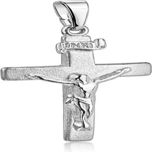 독일직구 Materia Cross Pendant Men Women Made of 925 Silver with Jesus INRI 무광 로듐 도금 u2013 체인 옵션