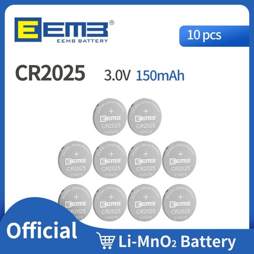 EEMB CR2025 버튼 배터리 3V 리튬 150MAH 비충전식 코인 셀 시계 계산기 태블릿 키 10PCS