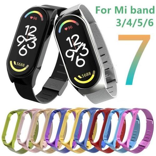 New For 샤오미 Mi Band 7 6 5 Strap Wrist Metal Bracelet Screwless Stainless Steel MIband 7 6 for Mi Ban
