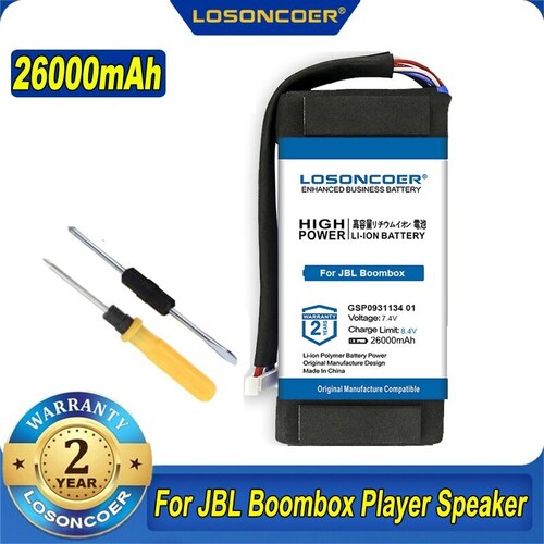 LOSONCOER100 오리지널 GSP0931134 01 26000MAH 배터리 JBL 붐박스 플레이어 스피커 블루투스