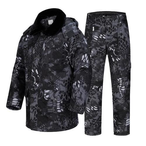 -21 °F남성밀리터리 재킷 + 바지 전술 카모 Multicam 유니폼 아웃도어 따뜻한 트렌치 남성 밀리터리 세트를 설정