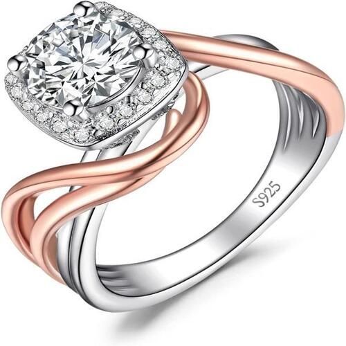 독일직구 JewelryPalace Luxus Rundschliff 1ct Moissanite Halo Ring Damen, Verlobungsring Silver 925 Roseg