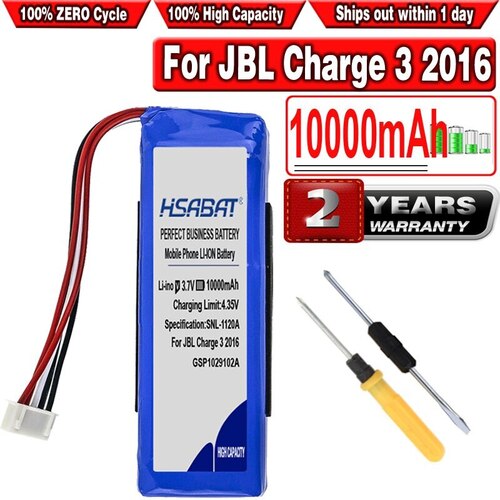 HSABAT 10000MAH GSP1029102A 배터리 JBL 충전 용 3 2016 버전/충전 2 개의 빨간색 전선 장소를 확인하십시오