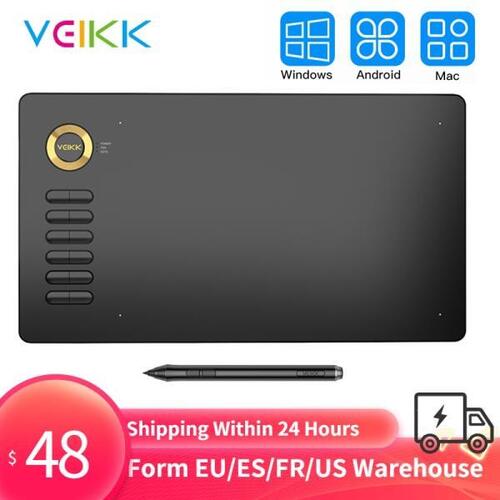 VEIKK A15 10x6 인치 그래픽 그리기 태블릿 планшет 8192 레벨 배터리없는 펜 지원 디지털 그래픽 태블릿