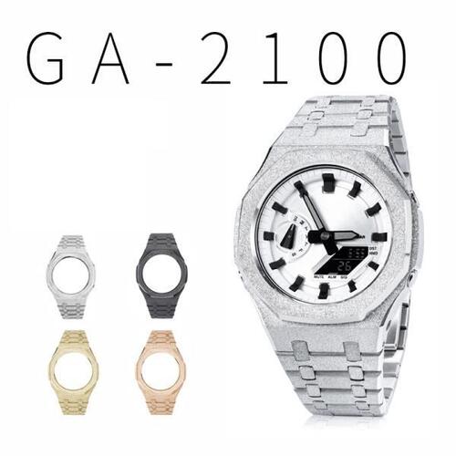 시계 스트랩 + 시계 케이스 개조 액세서리 C-asio G-Shock GA2100 GA2110 시계 밴드 316 금속 스트랩 도구 블랙 골드