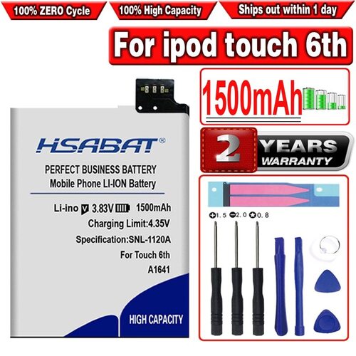HSABAT-아이팟 터치 6 세대 6G 용 교체 리튬 폴리머 배터리 1500MAH A164 1 (4 5 6 세대)