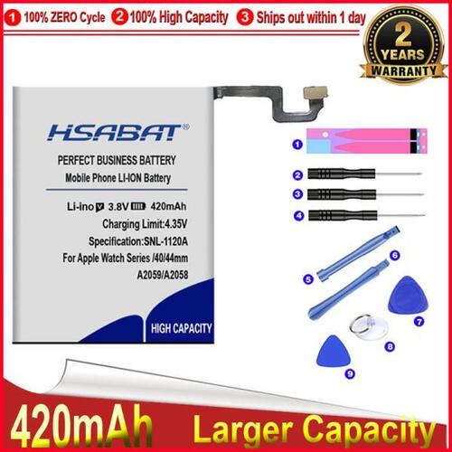 HSABAT 0 사이클 A2058 A2059 배터리 애플워치 시리즈 4 Gen S4 GPS 40mm 44mm 고품질 전화 교체 누산기