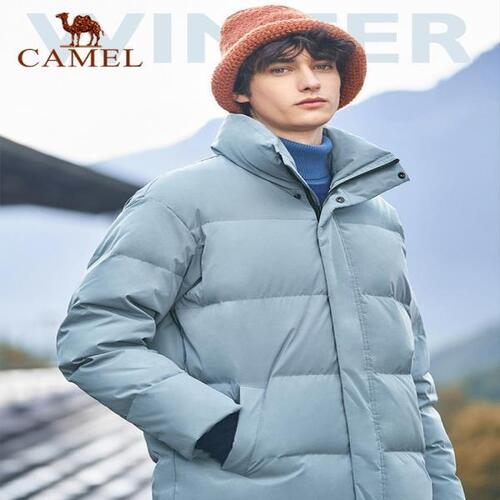 CAMEL-두껍고 따뜻한 화이트 오리털 캐주얼 다운 재킷 남자, 중간 길이 패딩, 아웃도어의류,