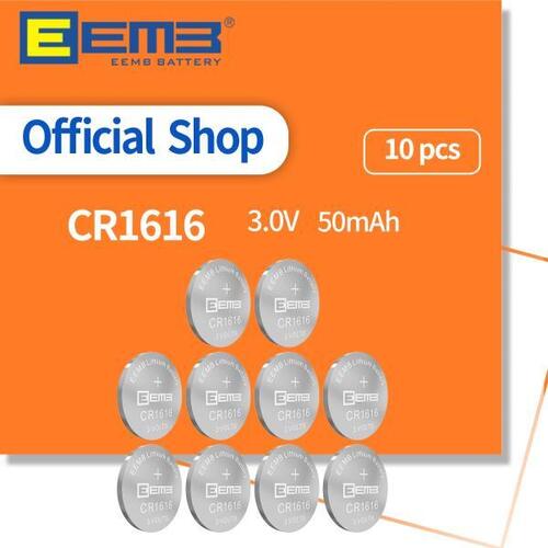 EEMB 10 3V 리튬 배터리 CR1616 50mAh 버튼 셀 배터리 시계 계산기 태블릿 자동차 키용 비충전식 배터리