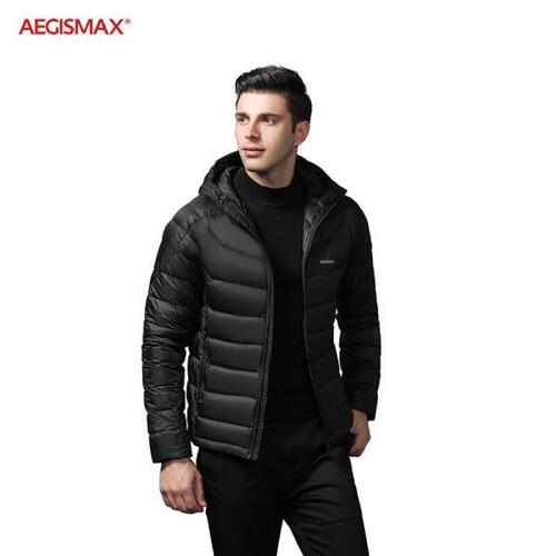 AEGISMAX-남자 초경량 거위 다운 재킷, 따뜻한 코트, 아웃도어 하이킹 캠핑 스키용 단색 후드 95%