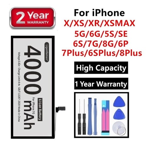 AAA 배터리 아이폰 6 6S 5S SE 7 8 플러스 X XS 최대 XR 오리지날 용량 BATERIA 교체