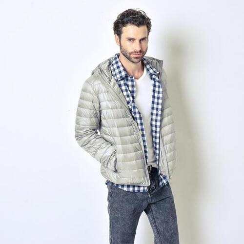 아웃도어 남성다운 재킷, 통기성 얇고 가벼운 따뜻한 화이트 덕 다운 후드 코트, 남성 캠핑 하이킹 트레킹