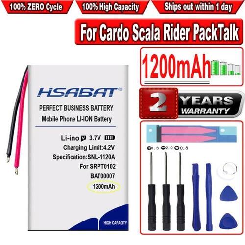HSABAT1200mAh 배터리 CARDO Packtalk Duo Scala Rider Packtalk SRPT0102 BAT00007 헤드셋
