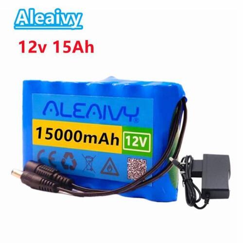 Aleaivy 18650 리튬 이온 배터리 휴대용 충전식 배터리 DC 12 V 12.6 V 15000mAh 배터리/12.6 V 배터리 팩 12 v 충전기