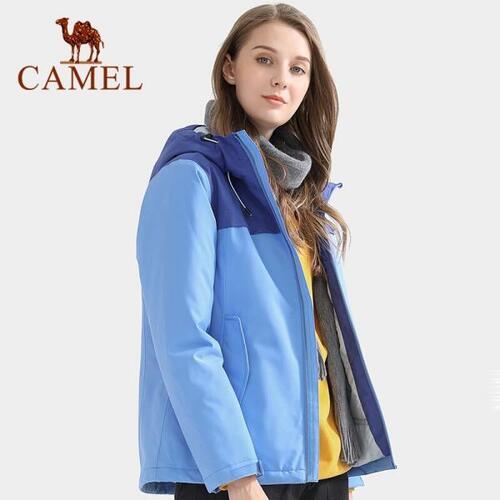 낙타 공식 남성 여자 아웃도어 코튼 재킷컬러 블록 방수 재킷 등산 코트 따뜻한 의류 유지