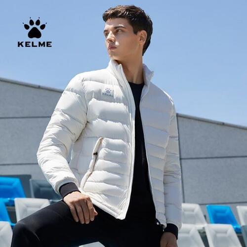 KELME-남성 후드 짧은 다운 재킷 8061YR1003, 90% 화이트 덕 하이킹 캠핑 경량따뜻한 방풍 스포츠 코트