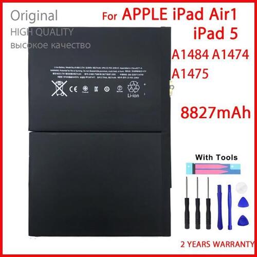 100% 정품 A1484 배터리 iPad 5 Air iPad5 A1474 A1475 8827mAh 교체 태블릿 도구와 고품질 새 배터리