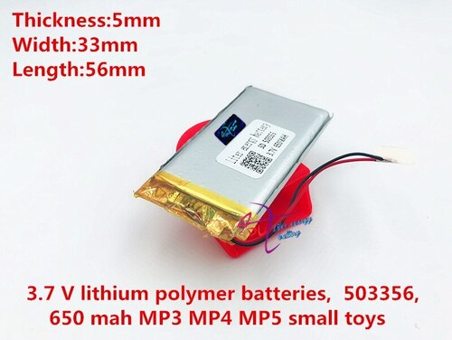 배터리 폴리머 650 MAH 37 V 503356 스마트 홈 스피커 DVRGPSMP3MP4 용 리튬 이온