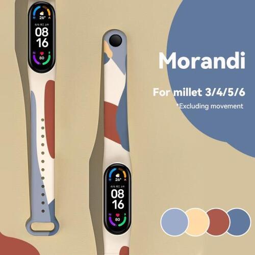 샤오미 Mi Band 6 용 프린트 스트랩 Smartwatch Wristband 실리콘 Miband Correa 시계 밴드 팔찌 Mi Band 5 4 3 Belt