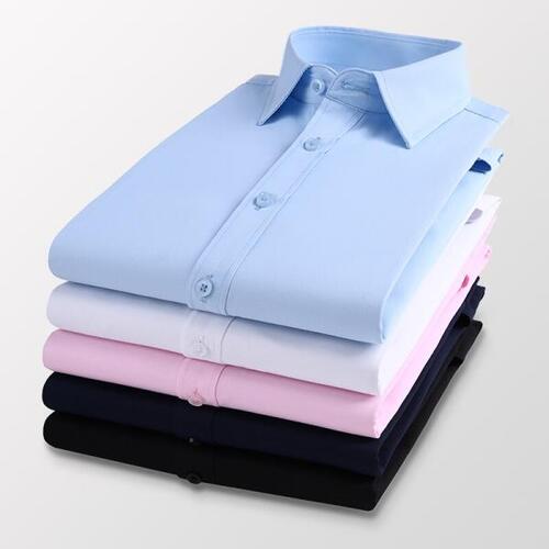 BROWON 남성 긴팔 셔츠, 비즈니스 소셜 단색 턴다운 의류, 빅사이즈 S-5XL, 7 가지 색상, 2022