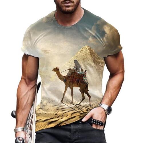 Desert Camel Pattern-남성티셔츠, 여름 신상 반팔스타일 프린트 스트릿 티셔츠 빅 사이즈 상의 6XL 티