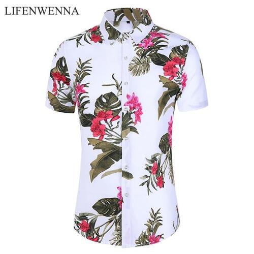 여름 꽃 셔츠 남성프린트 반팔 남성 캐주얼 빅 사이즈 5XL Hawaii Beach Shirts Man