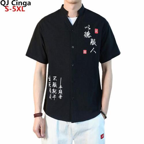 여름 신상 블랙 v넥 반팔 셔츠 남성 싱글 단추스타일 프린트 셔츠,캐주얼 탑 Camisa 빅 사이즈 5XL