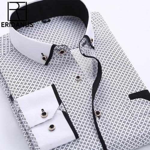 빅사이즈 4XL 남성 드레스 셔츠, 긴슬림핏 버튼 다운 칼라 고품질 프린팅 비즈니스 MCL18, 2016