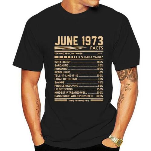 스타일 6 월 1973 사실 Birthday Tshirt Gents 캐주얼 남자 티셔츠 빅 사이즈 XXXL Clothes Natural
