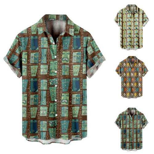 2022 뉴 여름 셔츠남성 하와이안 프린트 반팔 빅 미국 사이즈 플라워 비치 플로랄 패턴