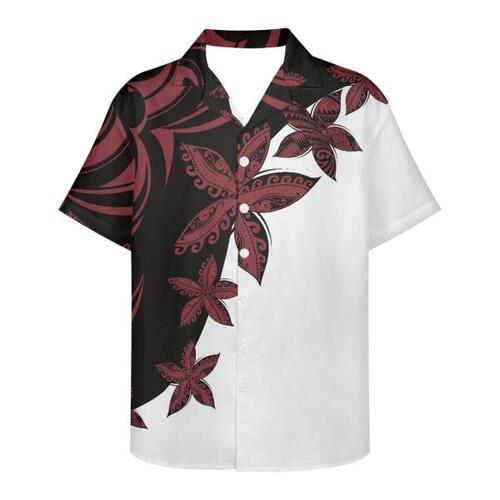 남성 여름 셔츠 의류 반팔 폴리네시아인 부족 문신 프린트 하와이안 플라워 캐주얼, 넉넉한 통기성 디자인