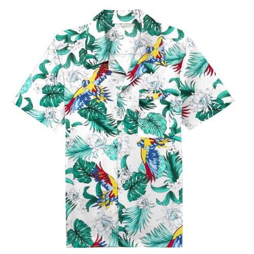 여름 셔츠 남성 캐주얼 반 피닉스 패턴 하와이 코튼 빅 사이즈 플로랄 고품질 의류