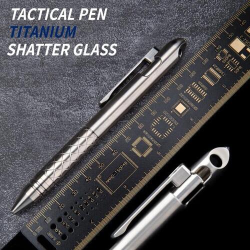 특수 합금 휴대용 전술 펜, 티타늄 합금 자기 방어 도구 클립 및 어택 헤드 포함