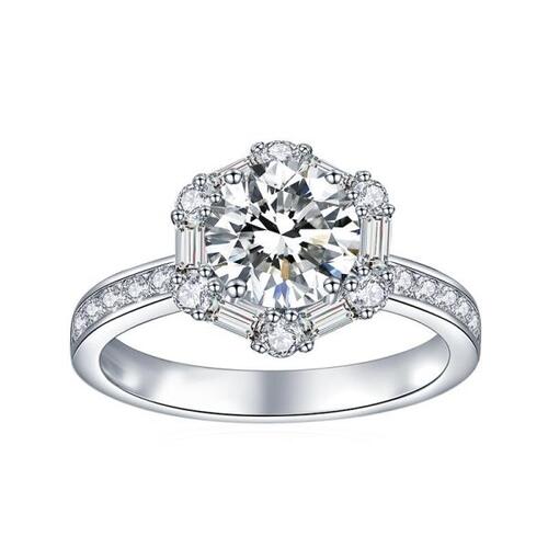 라운드 7.5mm 올 모이사나이트 다이아몬드 S925 은반지, 도금 18k 골드 약혼 결혼식 웨딩 파인 쥬얼리