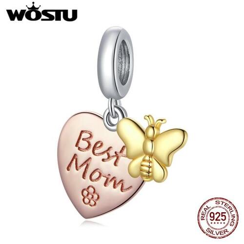 Wostu Sweetheart Shaped Beads925실버 참 맞댄싱 오리지날 팔찌 펜던트 Authentic S925 Jewelry Gift DXC1792