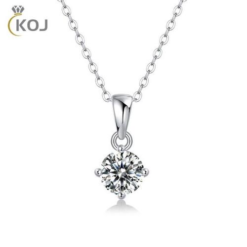 KOJ-모이사나이트 다이아몬드 6.5mm 1CT 펜던트 목걸이, 여자을925실버 신부 고급 쥬얼리 체인