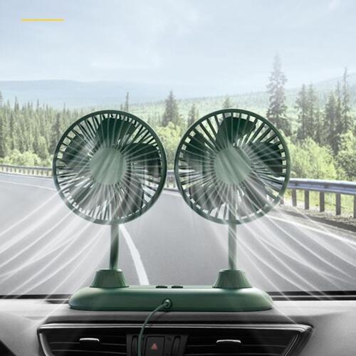 Car USB Dual-Head Fan Creative Interior Round Cooling Summer Air Ventilator for Auto