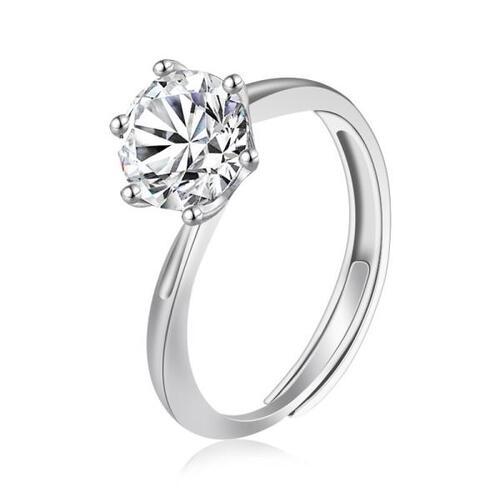 모이사나이트 다이아몬드 반지 925 실버 약혼 클래식 라운드 여자 결혼 선물, 사이즈 0.5/1.0 캐럿