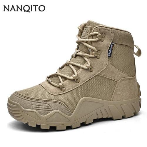 NANQITO-남자 전술 밀리터리 전투 부츠, 빅사이즈 39-47, 아웃도어 하이킹 훈련, 등산 남자 작업 신발