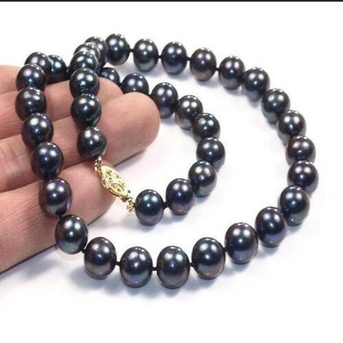 17 quot9-10MM + TAHITIAN NATURAL BLACK PEARL NECKLACE