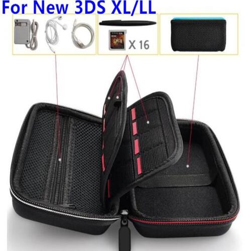 Nintend NEW S LL/XL 용 대형 하드 파우치 휴대용 여행용 쉘 케이스 가방 포켓, 게임 카트리지 홀더 월면 충전기