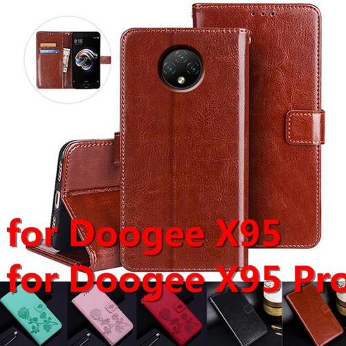 Doogee X95 용 가죽 케이스 Pro 책 지갑 스크린 보호 커버 플립 쉘 Funda