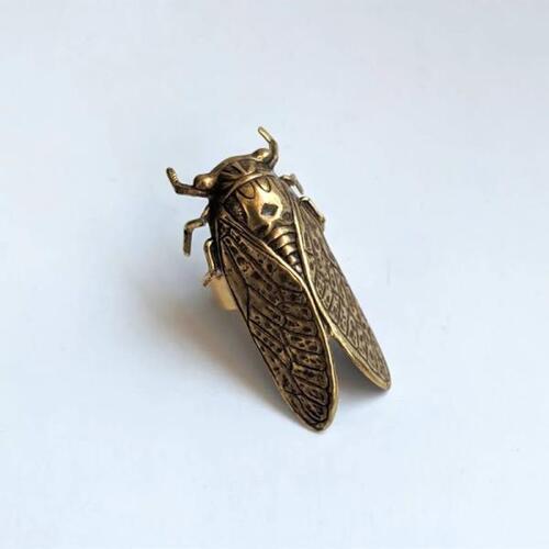 조정 가능한 대형 황동 매미 반지, 곤충 보석독특한 편심 고딕 마녀 날개 스탬핑
