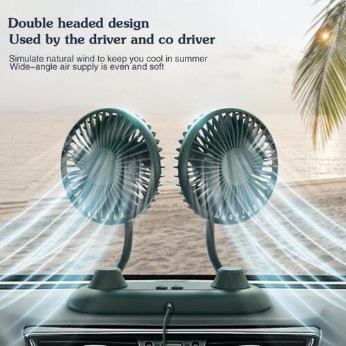 Usb Powered Car Fan Adjustable Angle Rotatable Dual 3-speed Dashboard Cooling Summer Accessories U6s