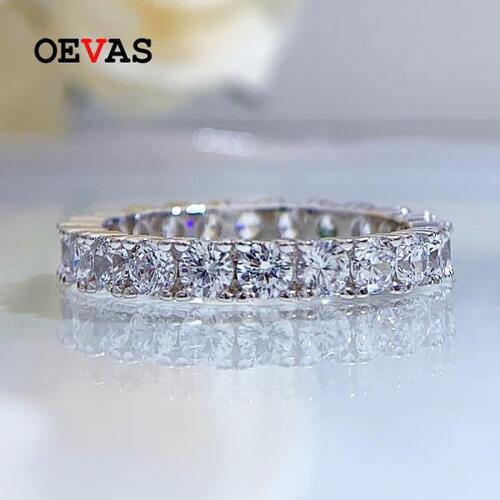 OEVAS 100% 925실버 전체 스퀘어 높은 탄소 다이아몬드 반지, 여자 스파클링 결혼식 웨딩 파티 고급 쥬얼리