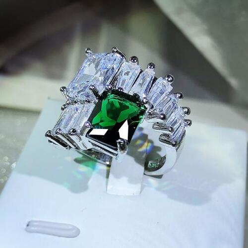 2022럭셔리 에메랄드 스퀘어 공주 AdjustableOpening 커플 반지 여자을전체 다이아몬드 약혼 선물 쥬얼리